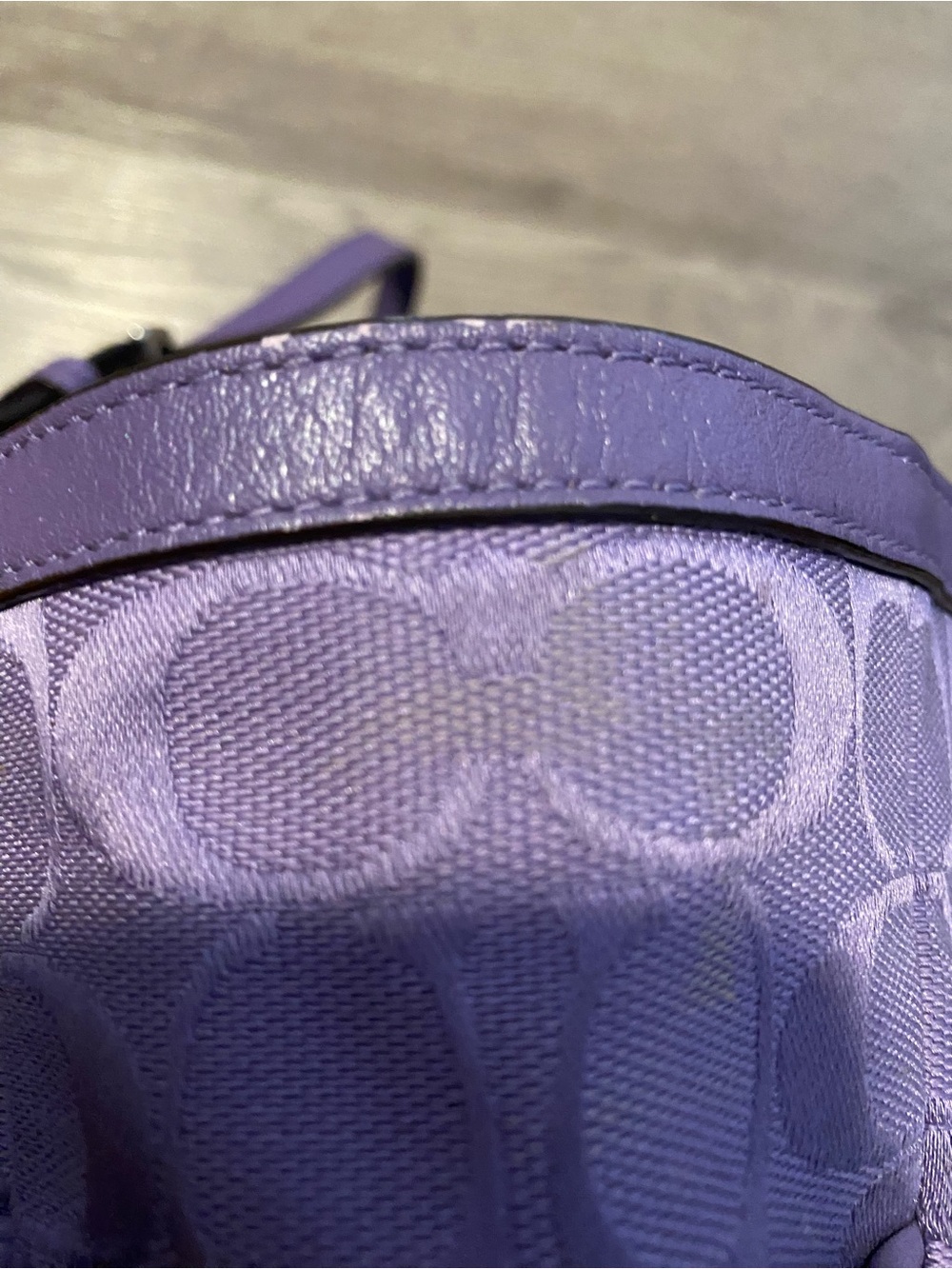 Coach F17725 Lavender Signature East West Tote Bag Leather Trim Silver Hardware - Picture 13 of 16